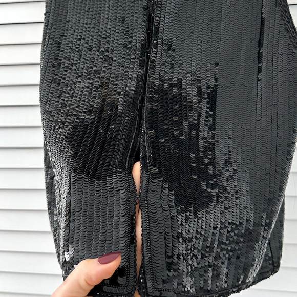 Chanel Vintage Black Sequin Hook Eye Women's Sleeveless Top Bergdorf Goodman NYC - Picture 8 of 15